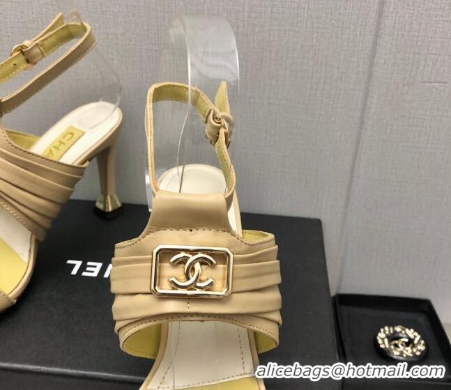 Purchase Chanel Leather Sandals with Framed CC Beige 209106