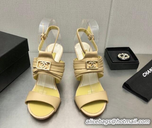 Purchase Chanel Leather Sandals with Framed CC Beige 209106