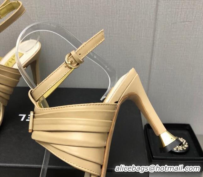 Purchase Chanel Leather Sandals with Framed CC Beige 209106