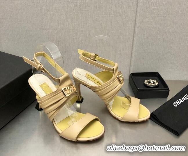 Purchase Chanel Leather Sandals with Framed CC Beige 209106