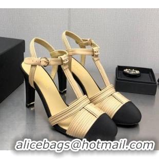 Popular Style Chanel Lambskin & Grosgrain Open Shoes/Pumps 8.5cm G39016 Beige