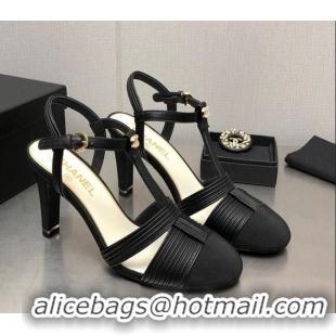 Charming Chanel Lambskin & Grosgrain Open Shoes/Pumps 8.5cm G39016 Black