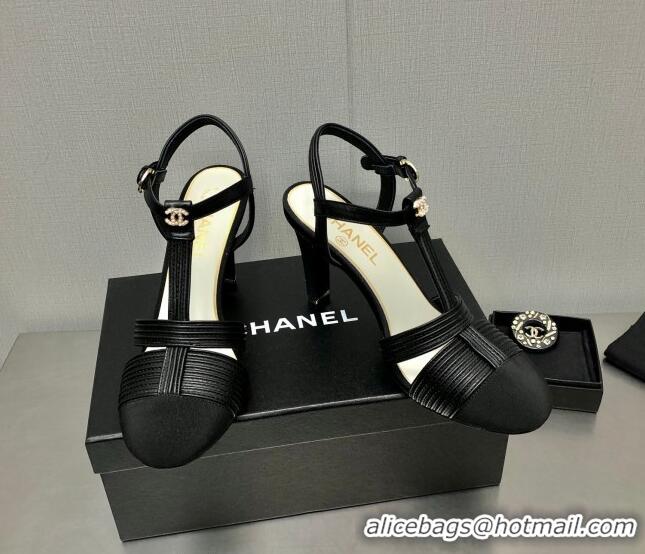 Charming Chanel Lambskin & Grosgrain Open Shoes/Pumps 8.5cm G39016 Black