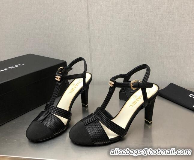 Charming Chanel Lambskin & Grosgrain Open Shoes/Pumps 8.5cm G39016 Black