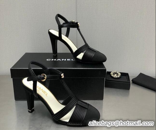 Charming Chanel Lambskin & Grosgrain Open Shoes/Pumps 8.5cm G39016 Black