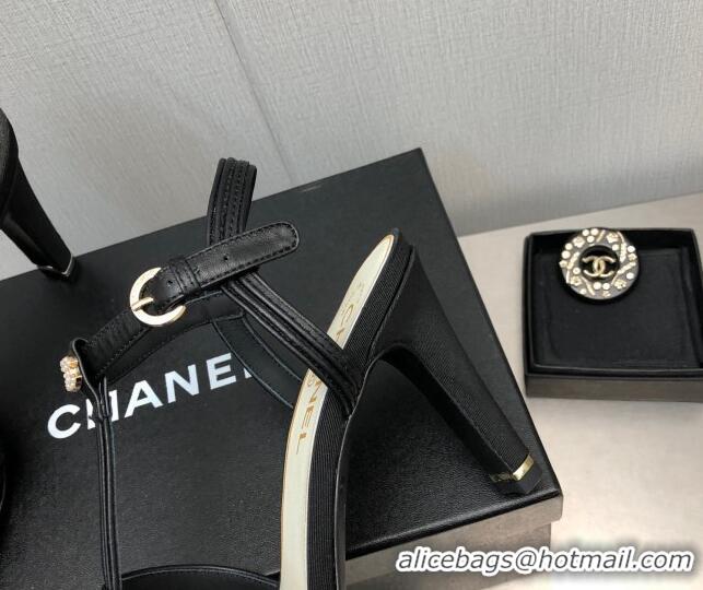 Charming Chanel Lambskin & Grosgrain Open Shoes/Pumps 8.5cm G39016 Black