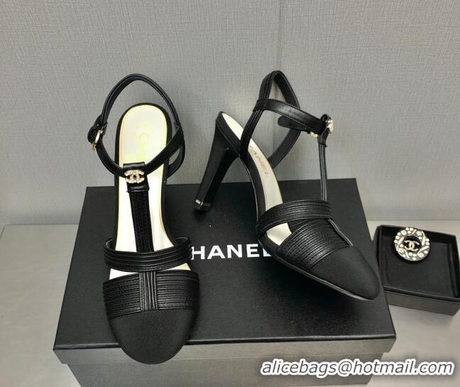 Charming Chanel Lambskin & Grosgrain Open Shoes/Pumps 8.5cm G39016 Black