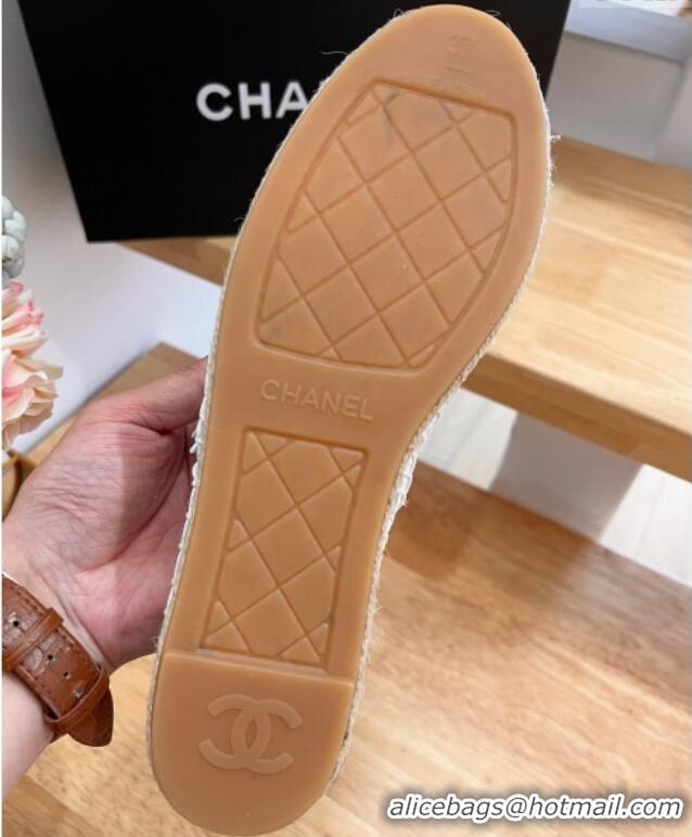 Good Quality Chanel Quilted Leather Espadrilles with Metal Letters White 022219