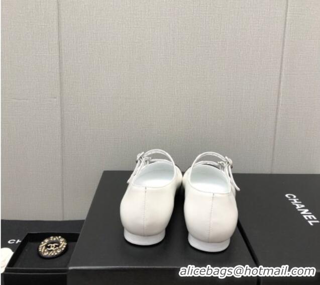 Popular Style Chanel Lambskin & Calfskin Mary Janes Flat Shoe with Double Buckle G39514 White/Black