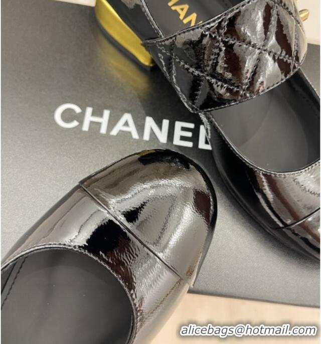 Best Price Chanel Patent Leather Mary Janes with CC Buckle G39732 Black 022233