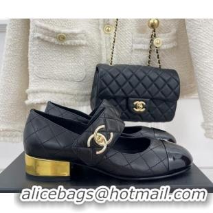 Purchase Chanel Quilted Lambskin & Patent Leather Mary Janes with CC Buckle G39732 Black 022235