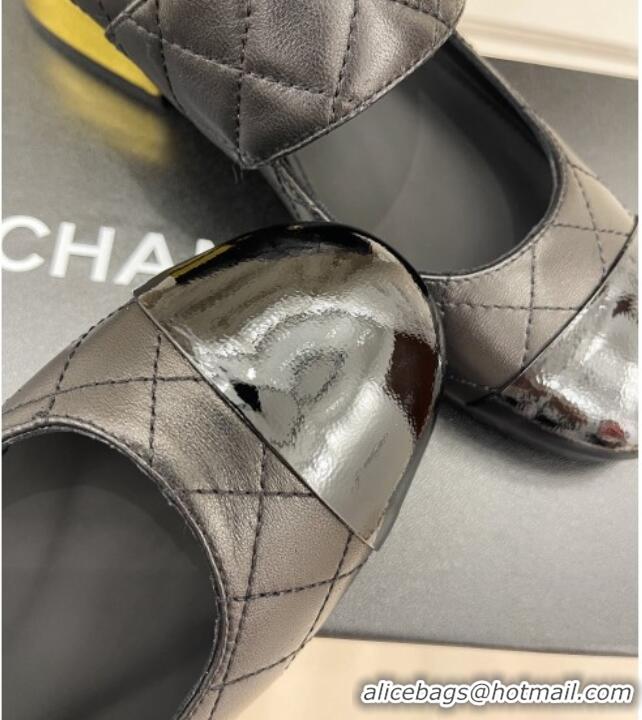 Purchase Chanel Quilted Lambskin & Patent Leather Mary Janes with CC Buckle G39732 Black 022235