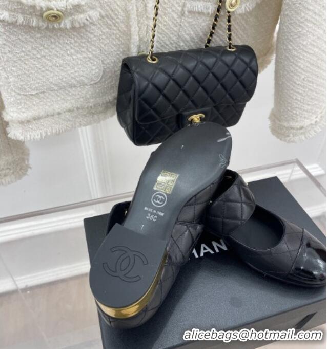 Purchase Chanel Quilted Lambskin & Patent Leather Mary Janes with CC Buckle G39732 Black 022235