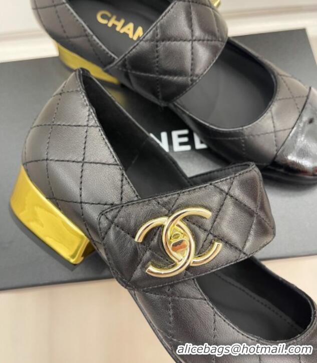 Purchase Chanel Quilted Lambskin & Patent Leather Mary Janes with CC Buckle G39732 Black 022235