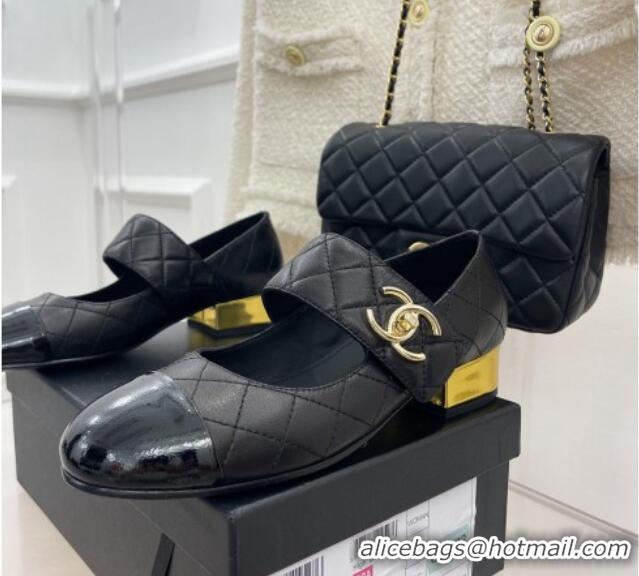 Purchase Chanel Quilted Lambskin & Patent Leather Mary Janes with CC Buckle G39732 Black 022235