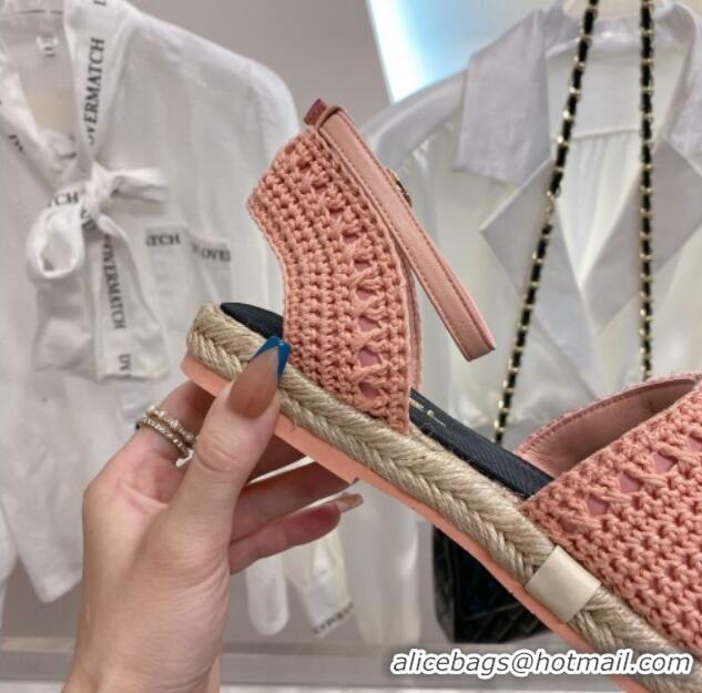 New Style Chanel Knit Open Espadrilles G38736 Pink 022237