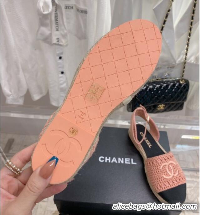 New Style Chanel Knit Open Espadrilles G38736 Pink 022237