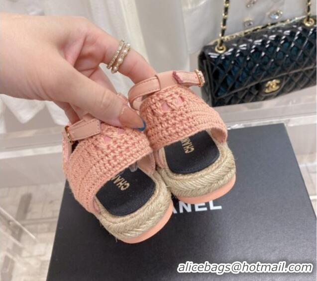 New Style Chanel Knit Open Espadrilles G38736 Pink 022237