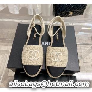 Low Price Chanel Knit Open Espadrilles G38736 Beige 022238