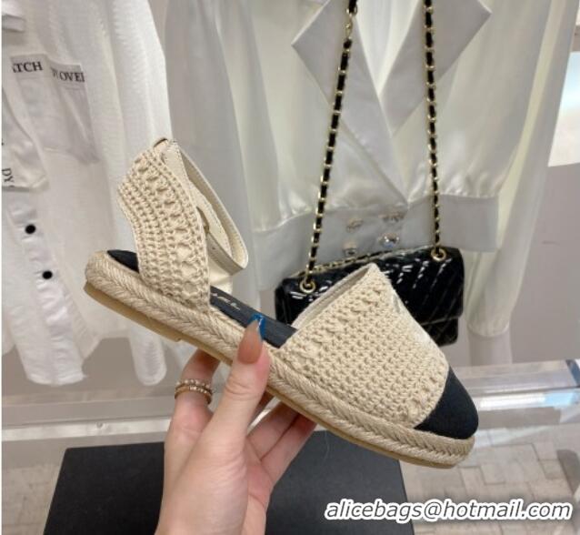 Low Price Chanel Knit Open Espadrilles G38736 Beige 022238