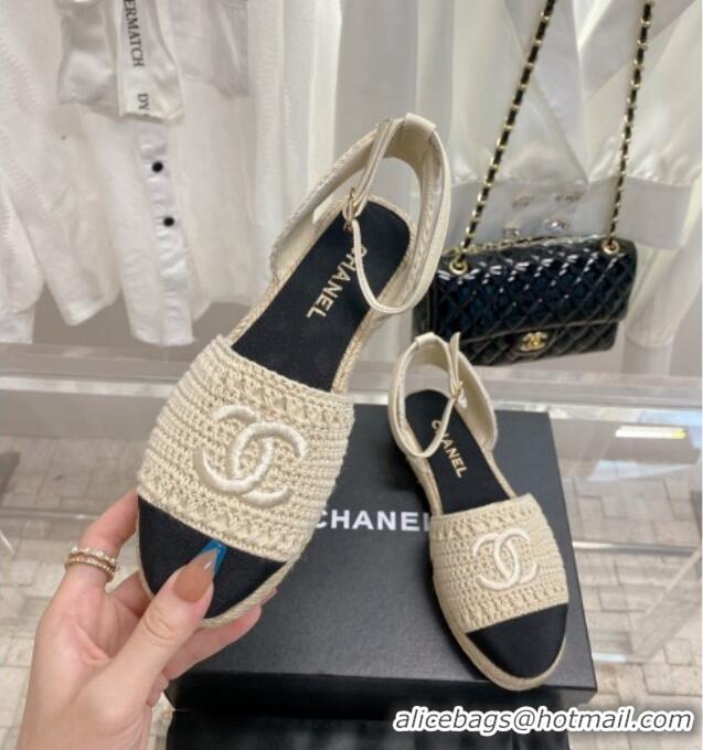 Low Price Chanel Knit Open Espadrilles G38736 Beige 022238