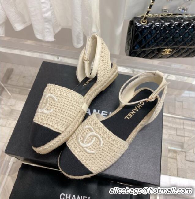 Low Price Chanel Knit Open Espadrilles G38736 Beige 022238