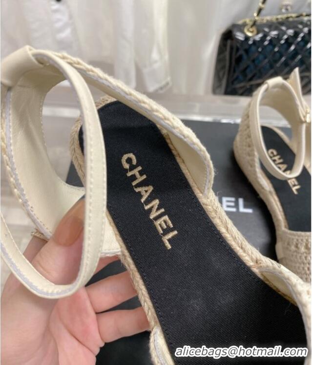 Low Price Chanel Knit Open Espadrilles G38736 Beige 022238