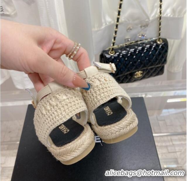 Low Price Chanel Knit Open Espadrilles G38736 Beige 022238