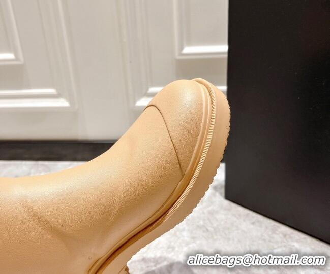 Charming Chanel Rubber Rain Boots Beige 022258