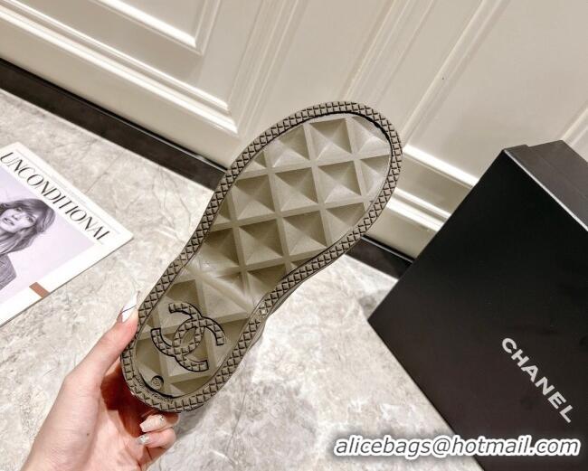 Luxury Chanel Rubber Rain Boots Olive 022259