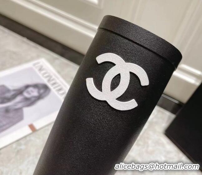 Good Quality Chanel Rubber Rain Boots Black 022260