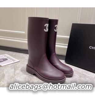 Grade Chanel Rubber Rain Boots Purple 022261