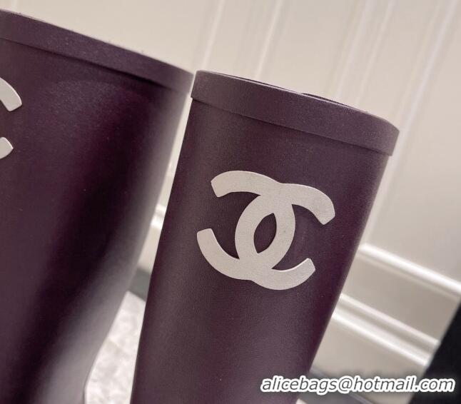 Grade Chanel Rubber Rain Boots Purple 022261