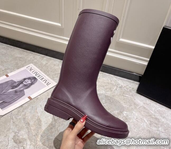 Grade Chanel Rubber Rain Boots Purple 022261