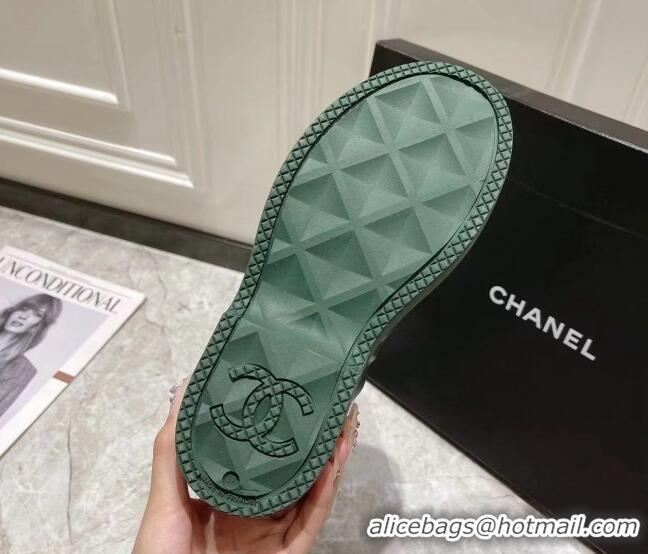 Unique Style Chanel Rubber Rain Boots Green 022262