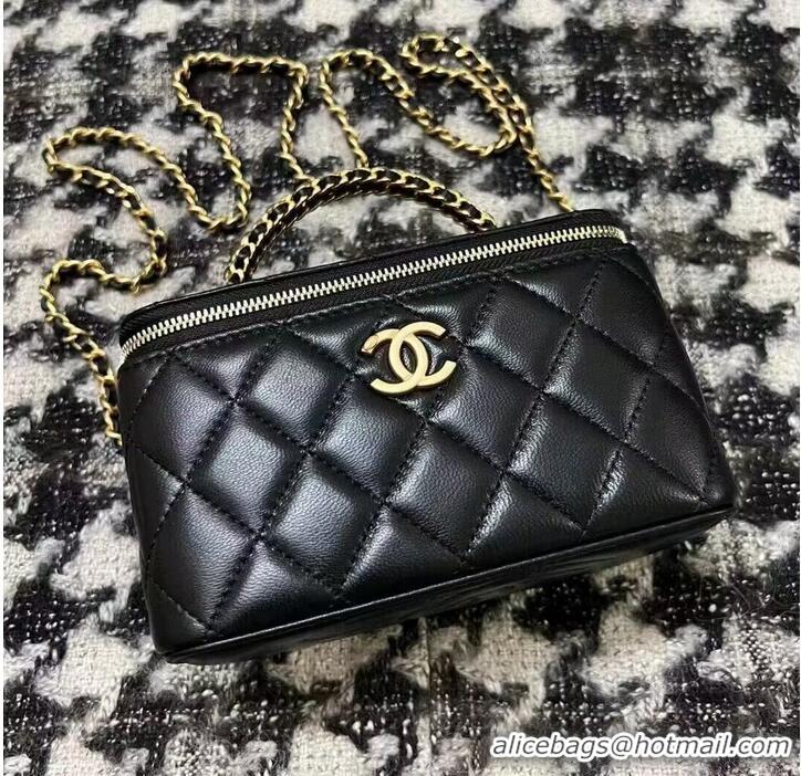 Best Price Chanel Top handle Vanity Case Con Catena A68114 Black