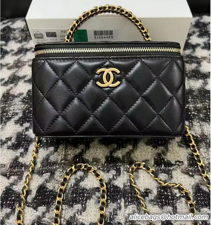 Best Price Chanel Top handle Vanity Case Con Catena A68114 Black