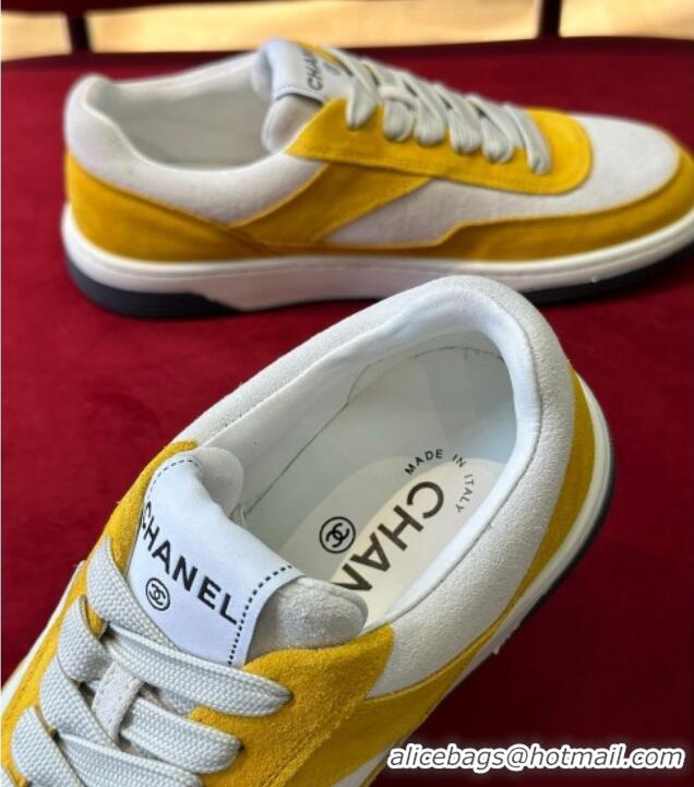 Good Quality Chanel Suede Sneakers G39978 Yellow 222893