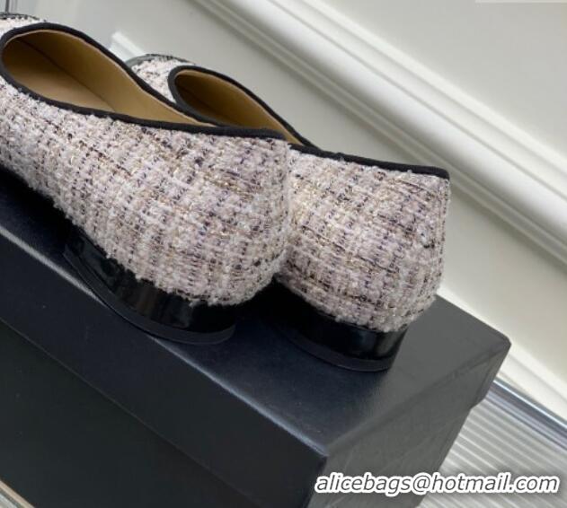 Good Quality Chanel Tweed & Patent Leather Ballerinas Light Pink 0222898