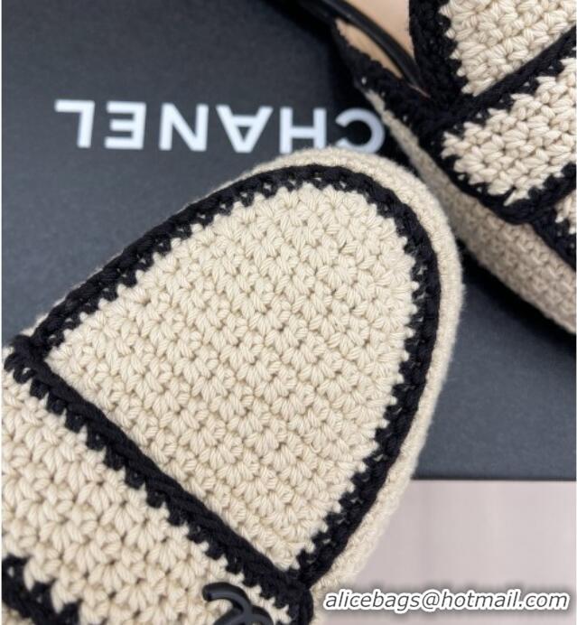 Pretty Style Chanel Crochet Flat Mules Beige 1/Black 228108