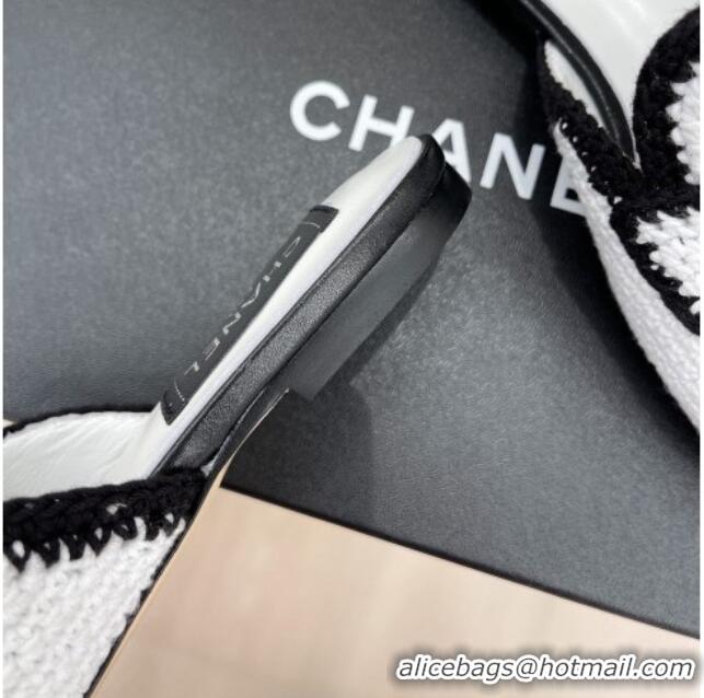 Best Product Chanel Crochet Flat Mules White 1/Black 228109