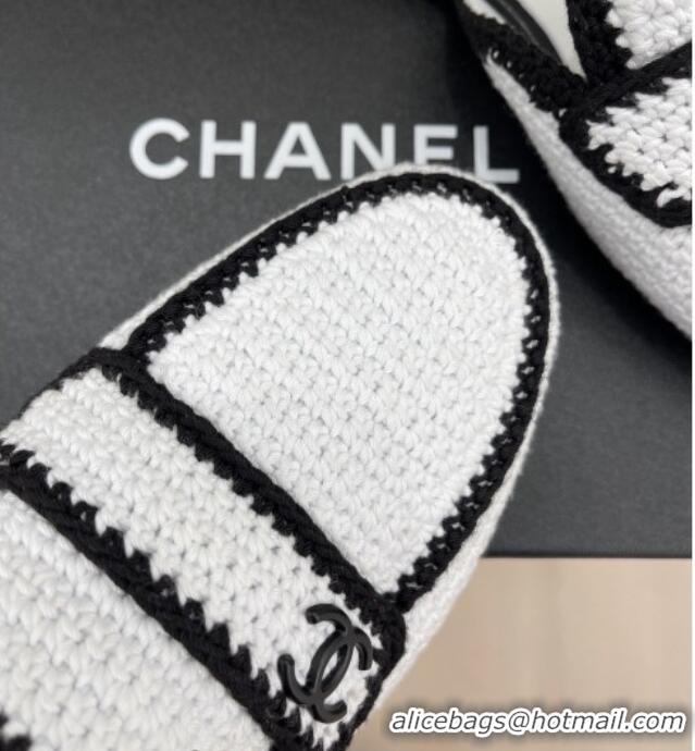 Best Product Chanel Crochet Flat Mules White 1/Black 228109