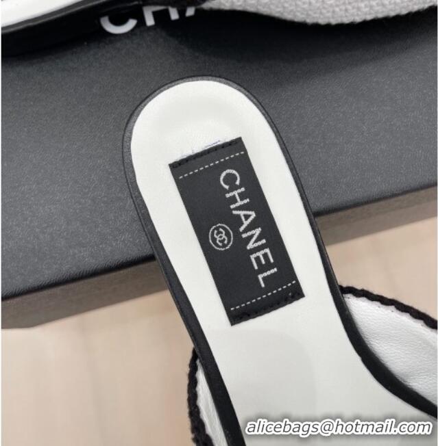 Best Product Chanel Crochet Flat Mules White 1/Black 228109