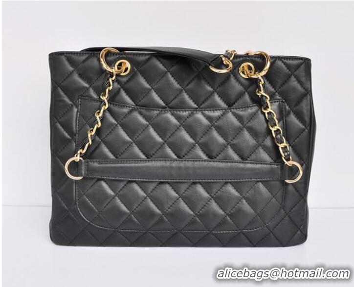 Cheap Design Chanel Classic CC Shopping Bag A20995 Black Lambskin Golden