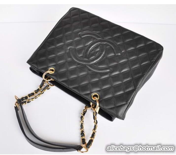 Cheap Design Chanel Classic CC Shopping Bag A20995 Black Lambskin Golden