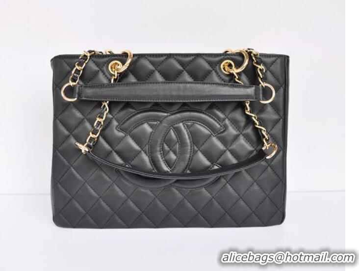 Cheap Design Chanel Classic CC Shopping Bag A20995 Black Lambskin Golden