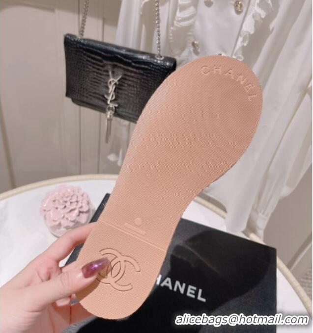 Perfect Chanel Calfskin Slide Sandals with Embossed CC Beige 022712