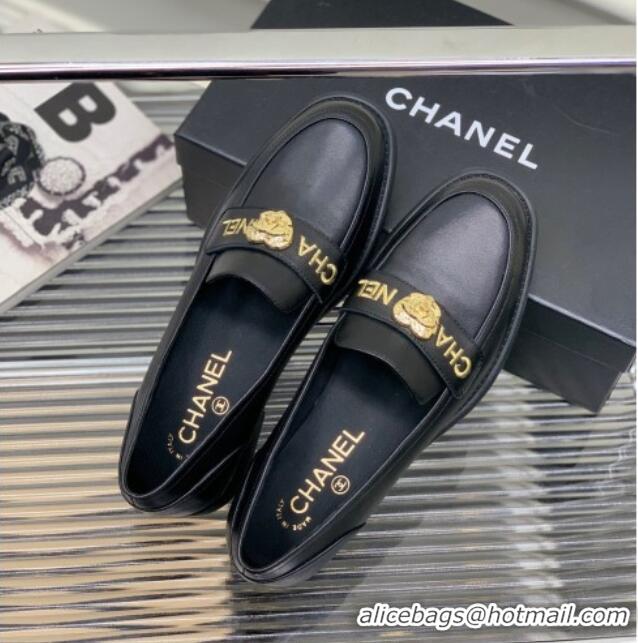 Good Quality Chanel Calfskin Loafers with Love Charm Black 022722