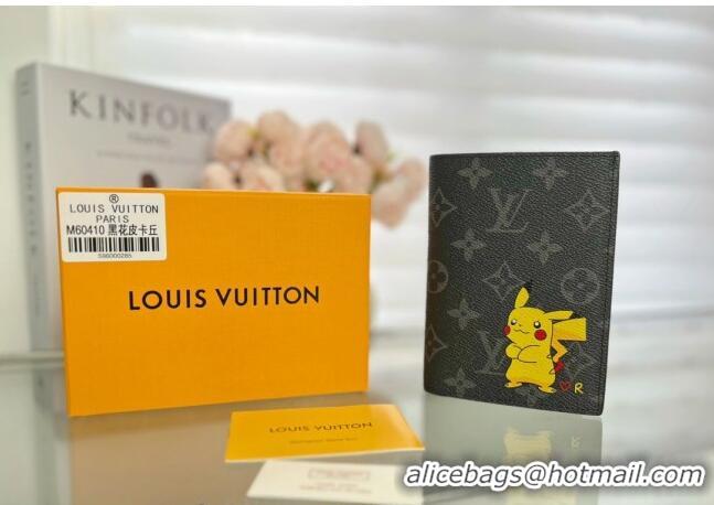 Promotional Louis Vuitton Passport Cover M64411 Monogram Eclipse Canvas/Pikachu Print 2023