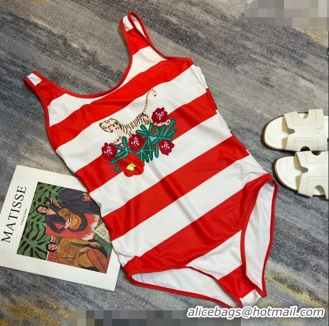 Buy Cheap Gucci Tiger Flora Swimwear with Stripes 0307 Red 2023